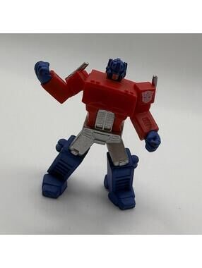 2½" Plastic Red Silver+Blue Optimus Prime Mini Transformer Action Figure Toy